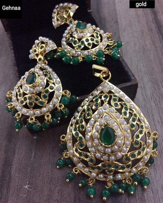 Jadau Pendant Set With Earring Jaipuri 