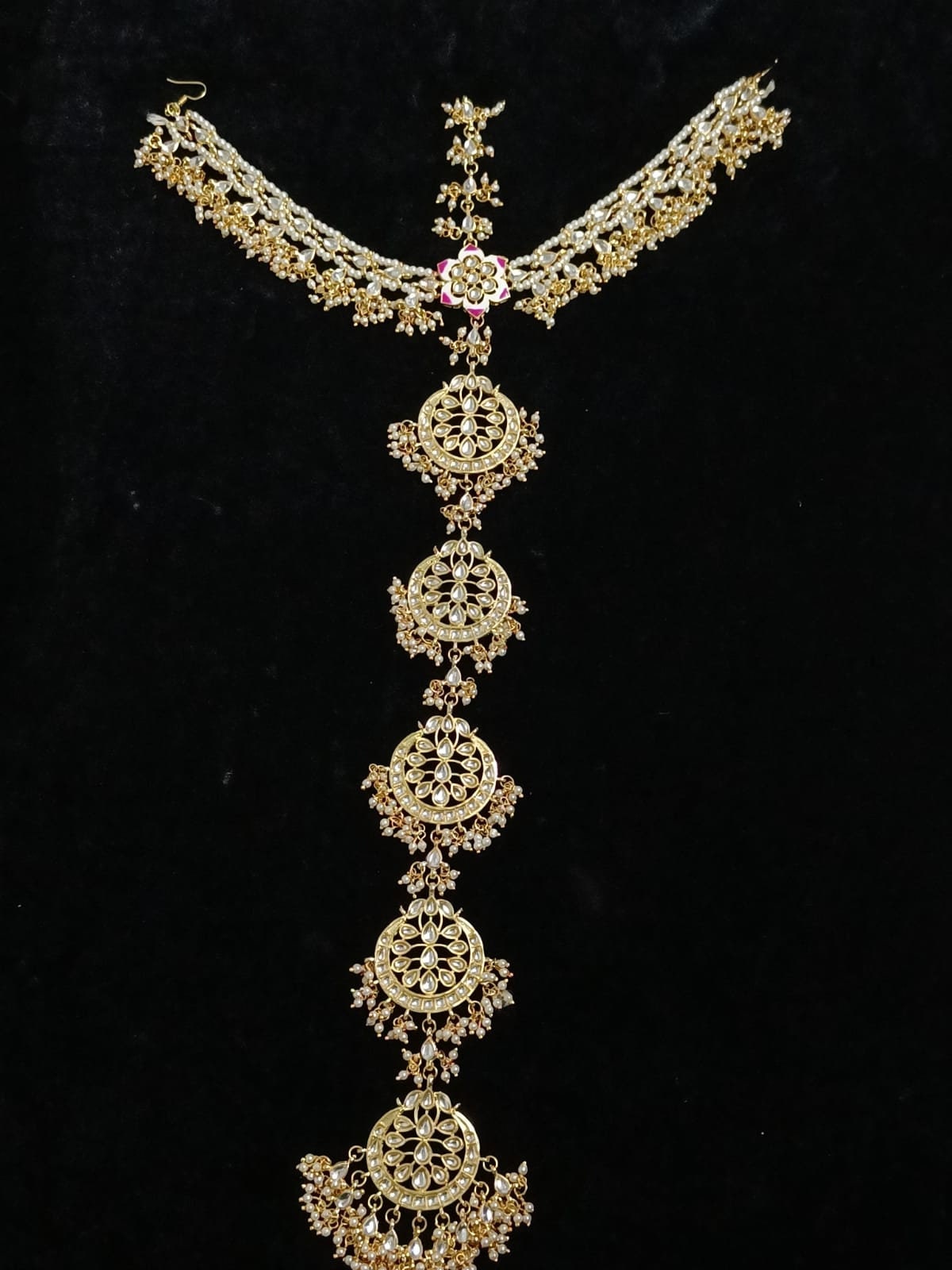 Hair palette Parandi Diamante hair chain Choti head Indian jewellery Bun pin 