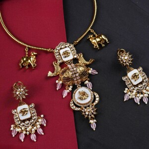 Kundan Polki CZ Stone Necklace: Indian Wedding Jewelry