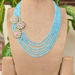 Blue Necklace set, kundan Jewellery, Kundan Necklace, Indian jewellery, Sabyasachi jewellery, Bollywood Necklace, Jaipur Jewelry.
