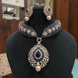 Kundan Polki CZ Stone Necklace: Indian Wedding Jewelry
