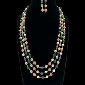 Victorian Style Beaded Long Necklace: Indian Jaipur Jewelry