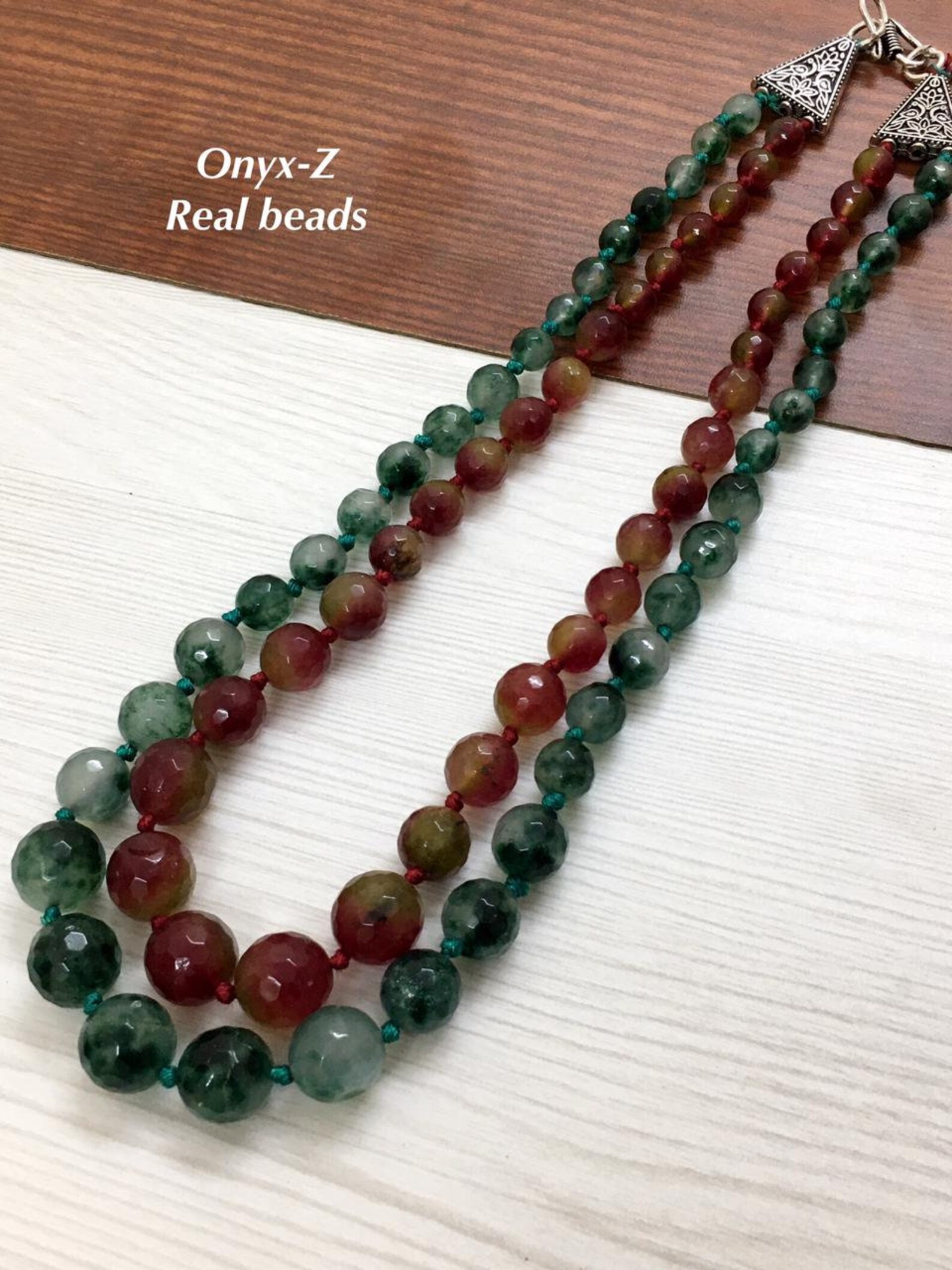 2 Layer long beads Necklace necklace of semi precious | Etsy