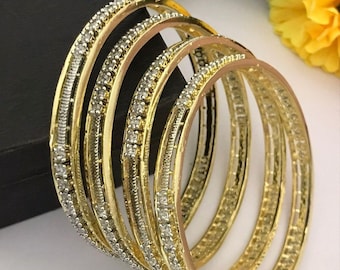 Pulseiras de Diamantes Radiância Dourada – Joias Indianas, Pulseiras para Noivas