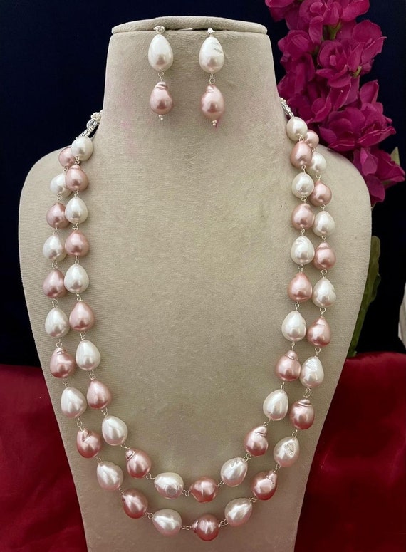 Collar de perlas rosas joyería india jaipuri mala mala con - Etsy España