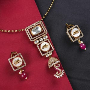 Kundan Polki CZ Stone Necklace: Indian Wedding Jewelry