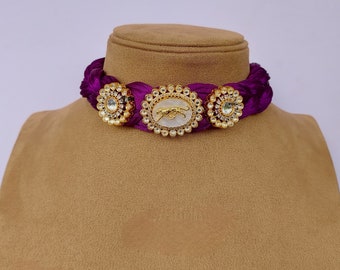 Atemberaubende Seidenfaden Halskette • Indische Halskette Set • Choker Halskette • Viktorianische Halskette • Traditioneller Schmuck • Punjabi Schmuck