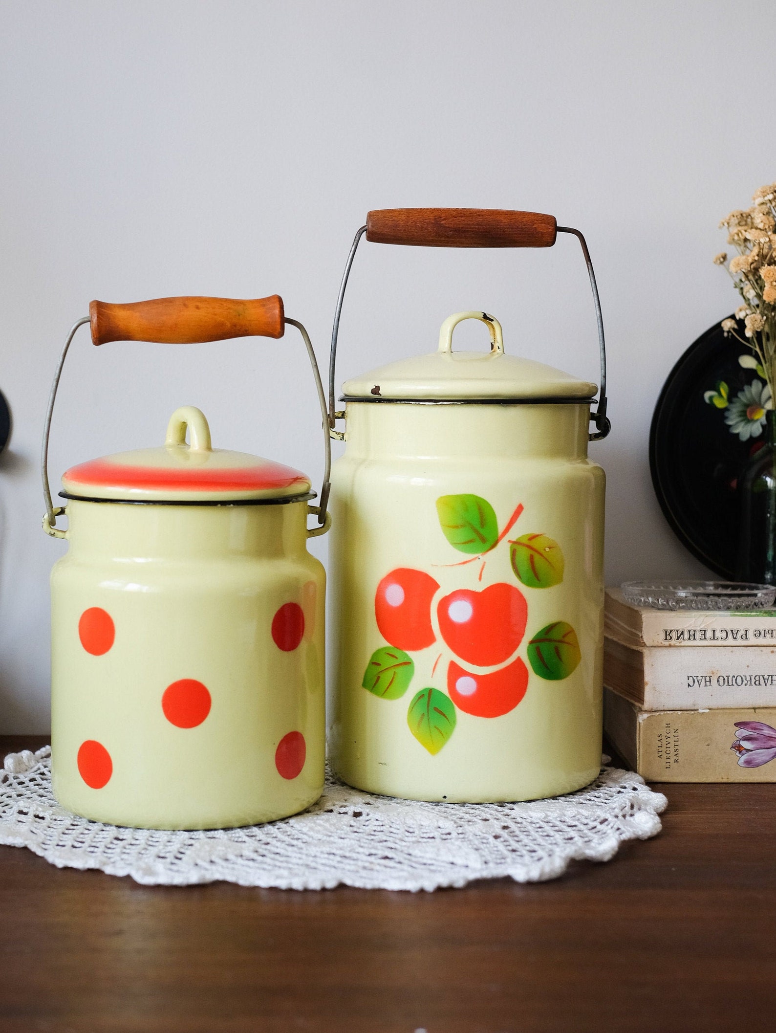 Rara lata de leche con tapa de esmalte soviético vintage. Bote | Etsy