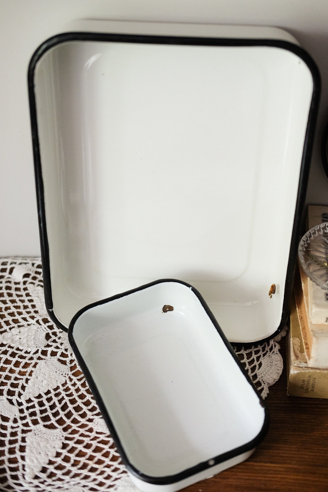 Vintage enamel storage containers with lids. Soviet set rowan Etsy