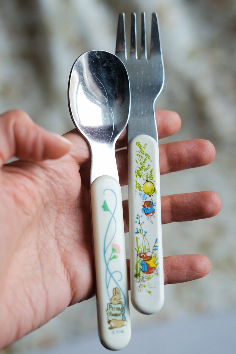 Vintage Beatrix Potter Peter Rabbit Child Setfork and Spoon. Stainless