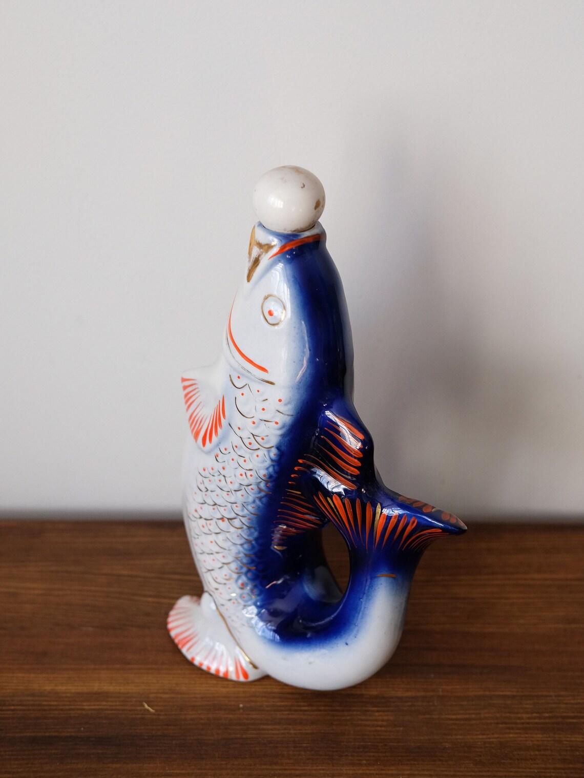 Vintage Soviet porcelain fish decanter and 6 shot glasses Etsy