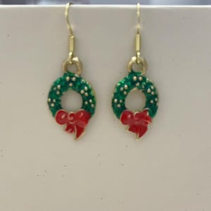 Christmas Wreath earrings; Christmas jewelry; gift for her