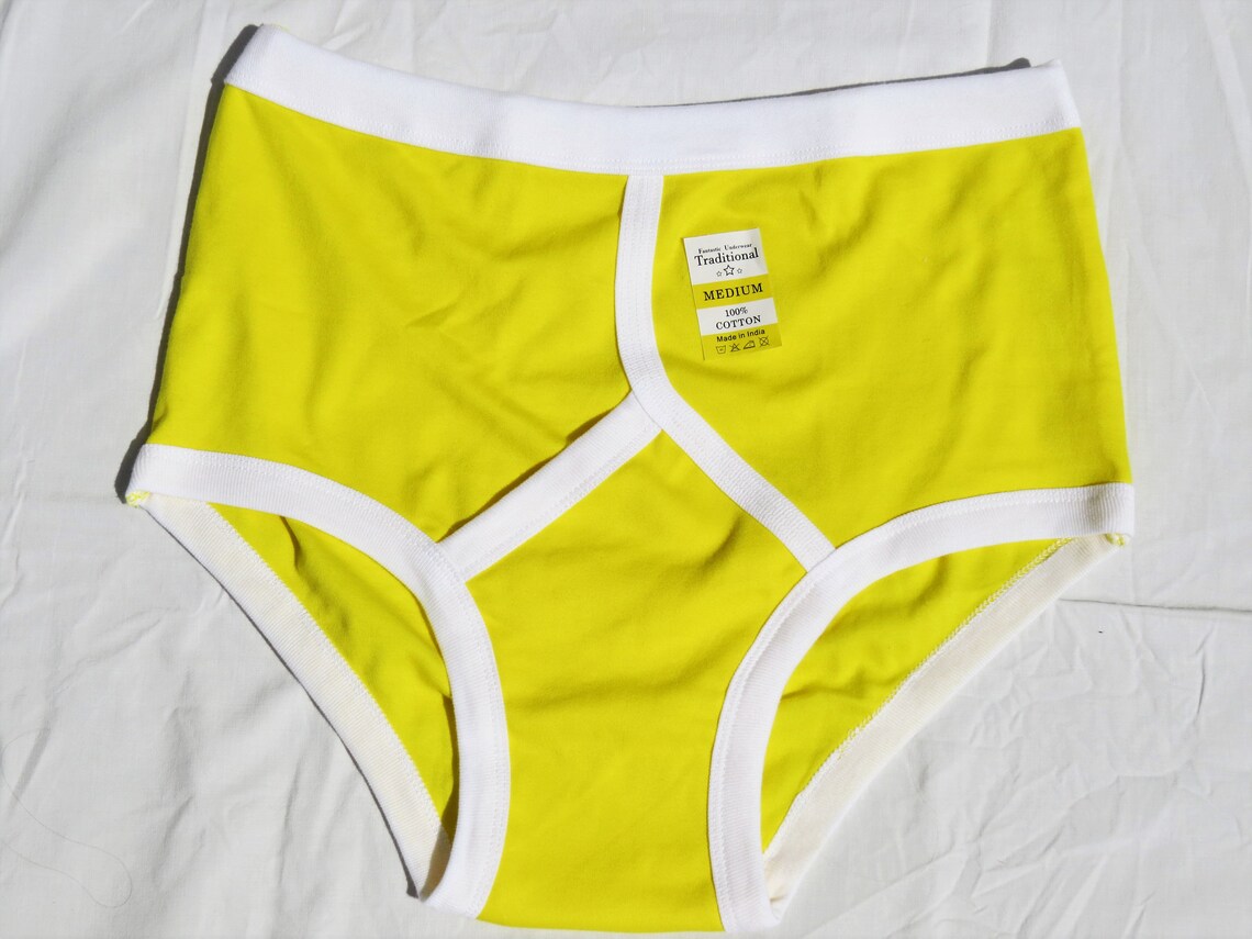 Men's Yellow Cotton Yfront Briefs Traditional Vintage Etsy