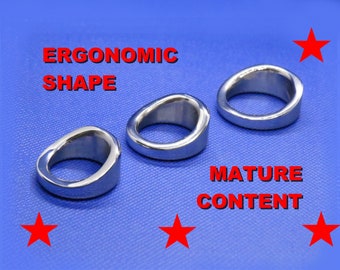 Cock Ring: Ergonomic Teardrop Shape Stainless Steel Glans Penis Ring Cock Ring 5mm Heavyweight MATURE HAND MADE