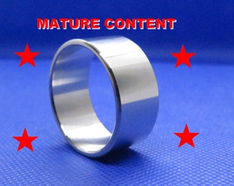 Cock Ring: Stainless Steel Wide Band Glans Penis/Cock Ring MATURE 2mm HAND MADE