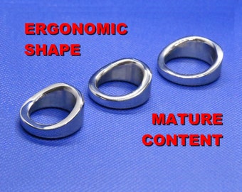 Cock Ring: Ergonomic Teardrop Shape Stainless Steel Glans Penis Ring Cock Ring 5mm Heavyweight MATURE HAND MADE