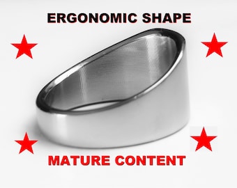 Cock Ring: Ergonomic Teardrop Shape Stainless Steel Glans Penis/Cock Ring 2mm MATURE HAND MADE