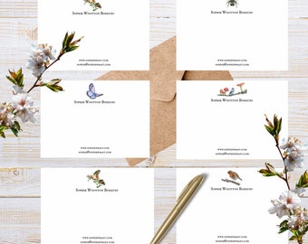 English Garden Personalised note cards, custom cards, bespoke card gift, english birds,bee drawings, stationary, gift, Mother’s Day