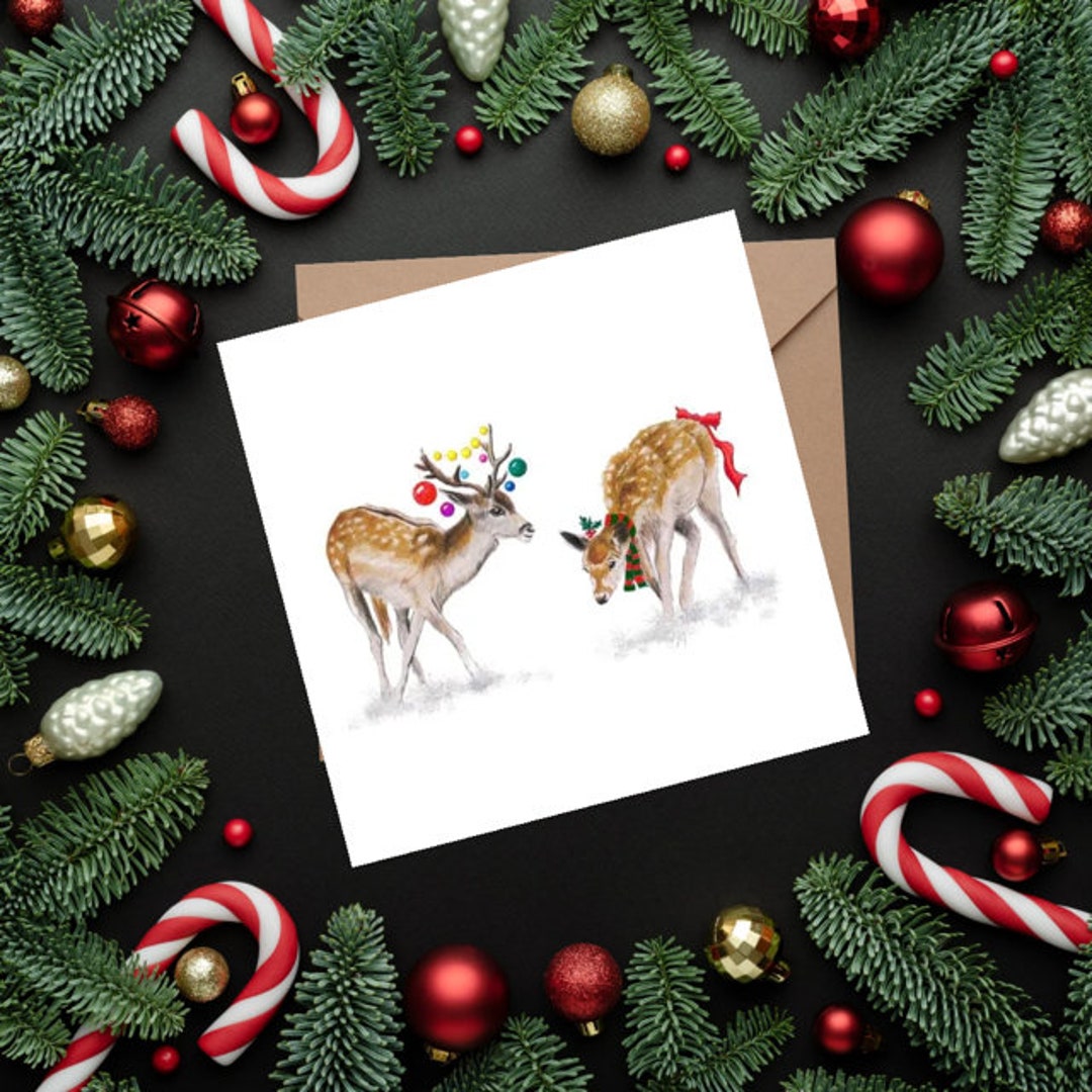 A Winter Deer Art Charity Christmas Cards Animal Christmas - Etsy UK
