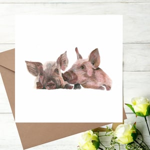 Geschwisterliebe, Liebeskarte, Schweine, Familie, Valentinstagskarte, Geburtstagskarten, Muttertag, Dankeskarte, Schweinekarte
