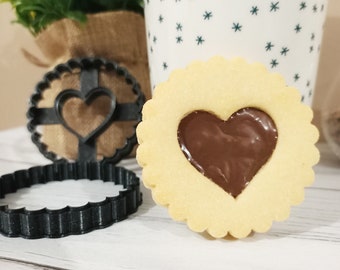 2 Emporte-pièces - Coeur crénelé - Amour - Saint Valentin - Biscuit fourré - Biscuits Vitraux - Moule à biscuit