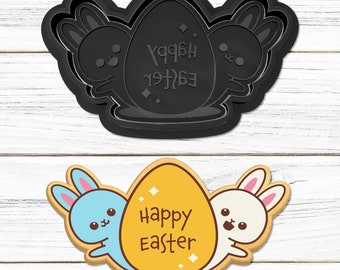 Cookie Cutter "Happy Easter" - Cute bunny - Stamp - Easter - Biscuit Mold - Made in France