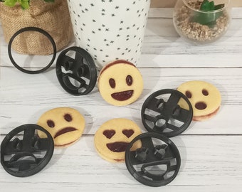 Lot 5 Emporte-pièces - Smiley - Pour biscuits fourrés- Moule à biscuit