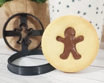 2 Cookie Clay Cutter - Gingerbread man - Merry Christmas - Biscuit Mold - Made in France