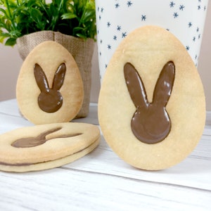 2 Cookie Clay Cutter Easter egg with bunny Shortbread cutters Biscuit Mold Made in France image 2