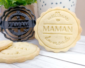 Emporte-pièce Meilleure Maman du Monde - Fête des Mères - Médaille Macaron - Découpe biscuit - Moule à gateaux