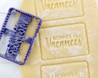 Emporte-pièce Bonne Vacances - Cadeau - École - Été - Biscuit Petit Beurre LU - Découpe - Moule à gateaux