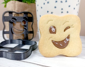 2 Cortadores de galletas - Galleta Choco BN - Smiley - BN- Galletas de Navidad - Molde para galletas