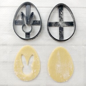 2 Cookie Clay Cutter Easter egg with bunny Shortbread cutters Biscuit Mold Made in France image 3