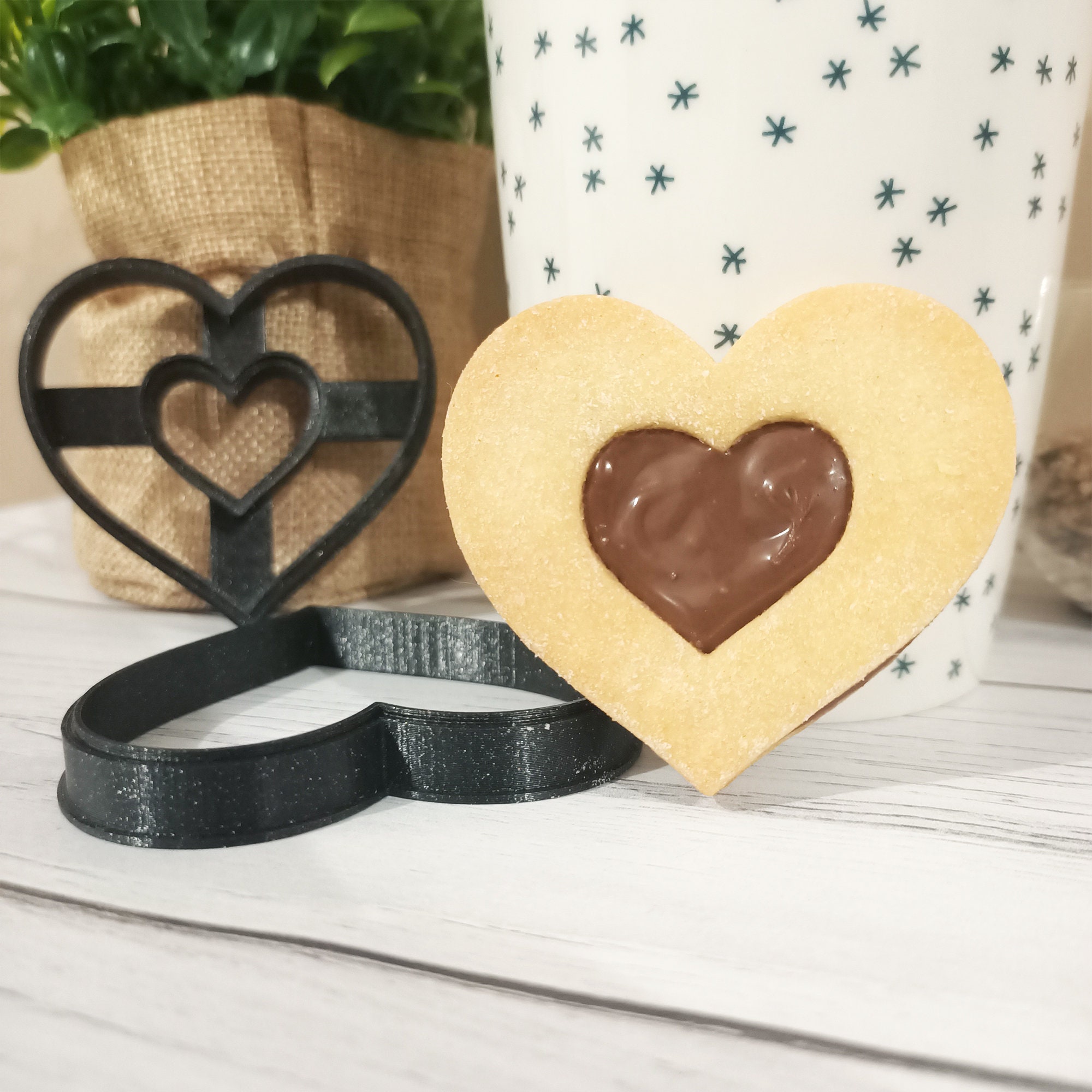 2 Emporte-Pièces - Coeur Amour Saint Valentin Biscuit Fourré Biscuits Vitraux Lavable en Lave-Vaisse