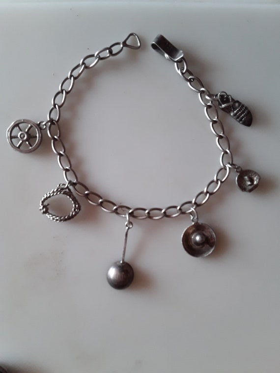 Mexican Charm Bracelet with six charms Sterling Silver