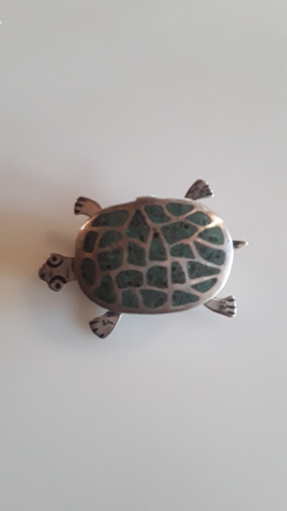 Sterling Silver Turtle Pill Box Pin