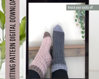 Knitting Pattern - Knock their Socks off, Cosy Sofa Socks - Digital Download pattern