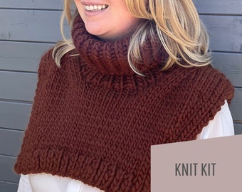 KNIT KIT | Roll with it- Roll Neck Collar | 100% Merino Wool - Super Chunky - Luxury Knit Kit