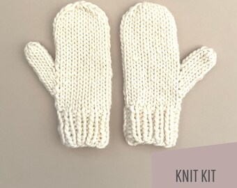 KNIT KIT | Cosy Mittens | 100% Merino Wool - Super Chunky - Luxury Knit Kit