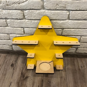 Children toys shelf Tonie regal toys organizer Kids tonie toys holder Star toy storage Construction nursery decor Godson gift.34 figures