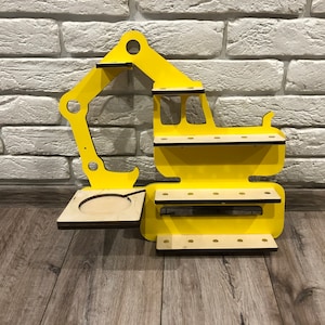 Children toys shelf Tonie regal toys organizer Kids tonie toys holder Excavator toy storage Construction nursery decor Godson gift,32 figure