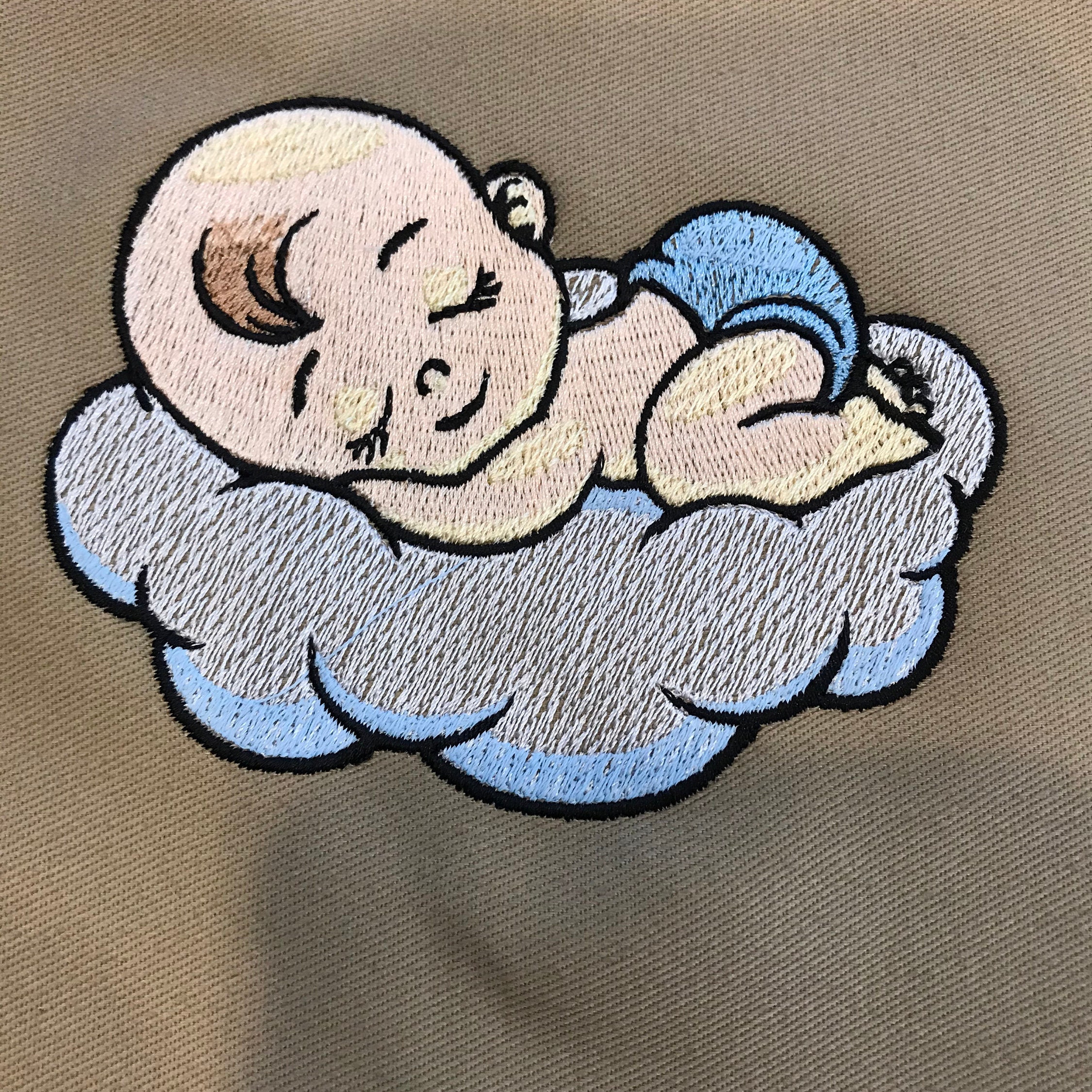 Baby on Cloud Embroidery Design Digital Download Etsy