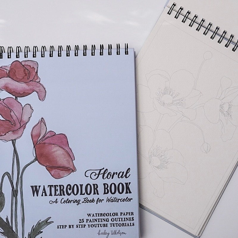 Floral Watercoloring Book Outlines with Video Tutorials main image 1
