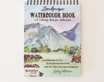 Landscape Watercoloring Book with Video Tutorials