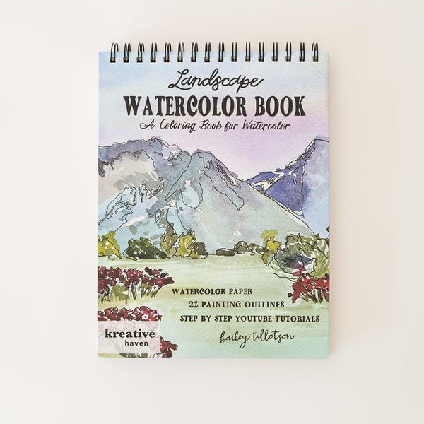 Landscape Watercoloring Book with Video Tutorials