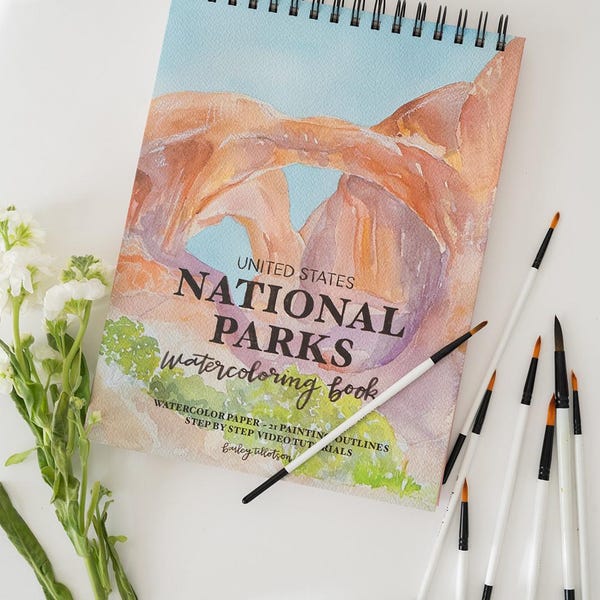 National Park Watercoloring Book with Tutorials