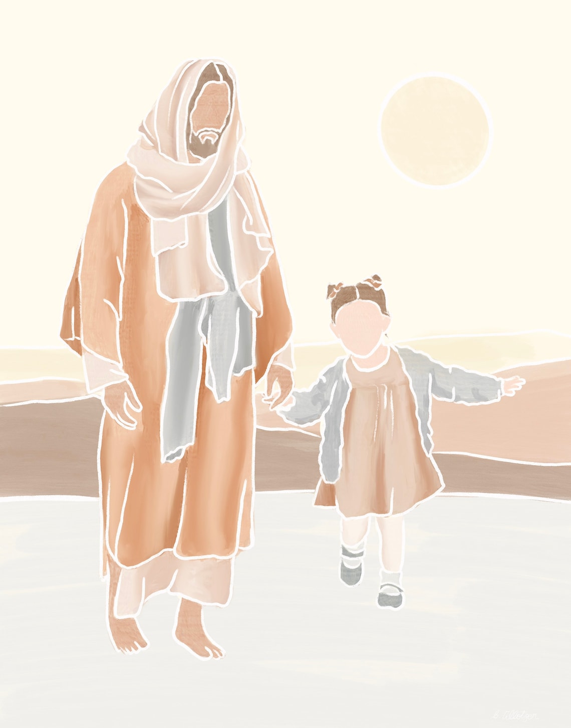 Jesús con la niña Niño de Dios Jesús caminando con la niña - Etsy México