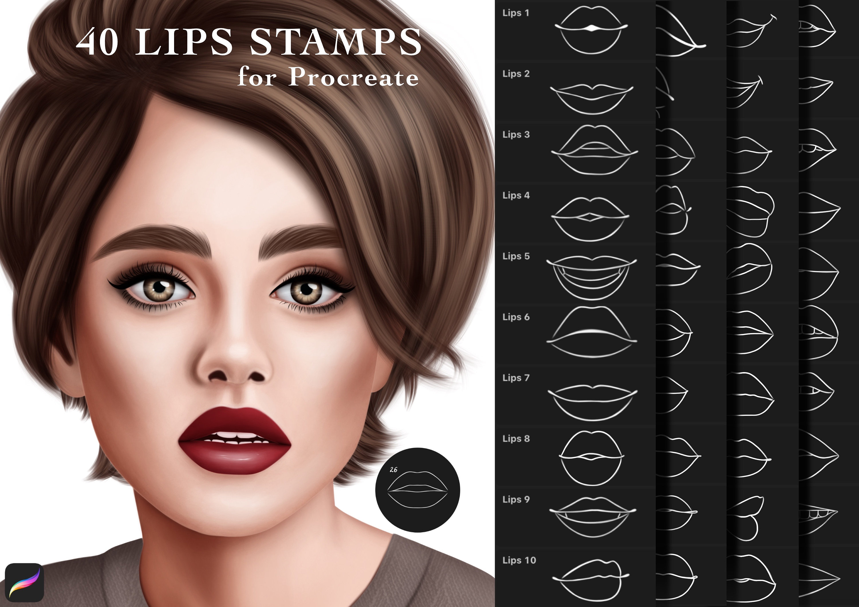 Procreate realistic lips stamps Brush set Etsy