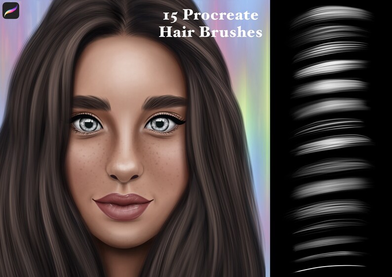 Procreate hair brushes Procreate hairstyle Realistic hair Etsy