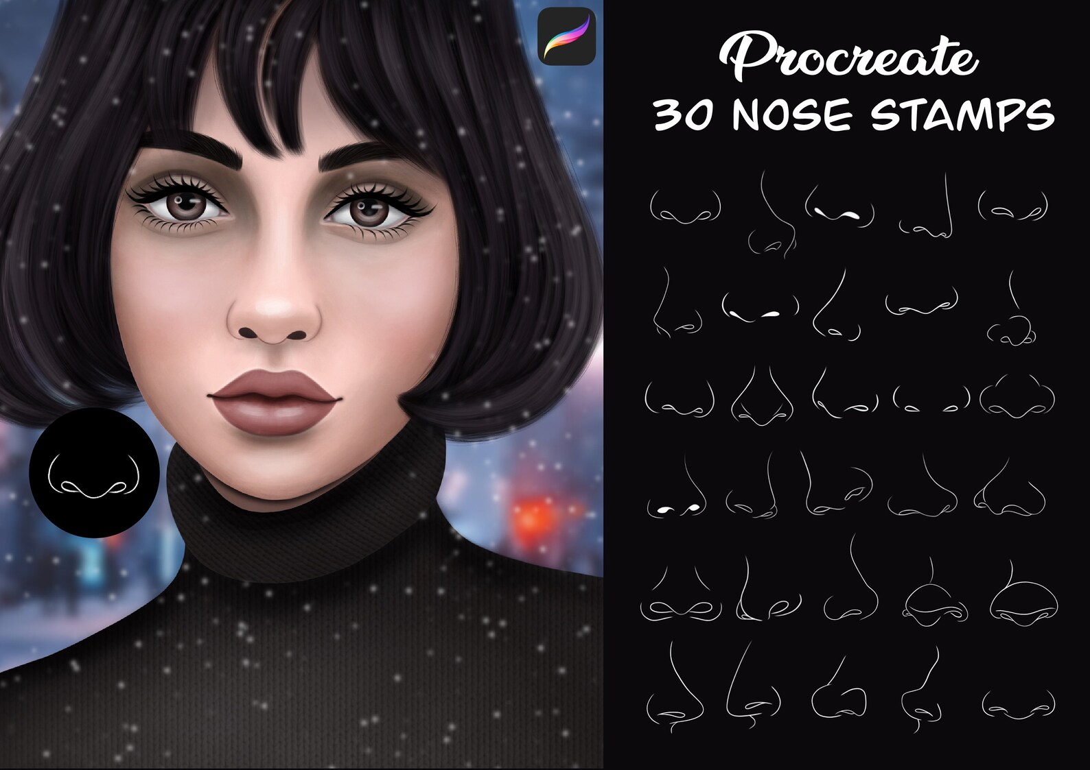 Procreate nose stamps Procreate nose brushes Ipad portrait Etsy
